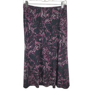 Chico's Skirt Womens 1 US 8 Black Purple Slinky Pull on Wrinkle resistant Silver